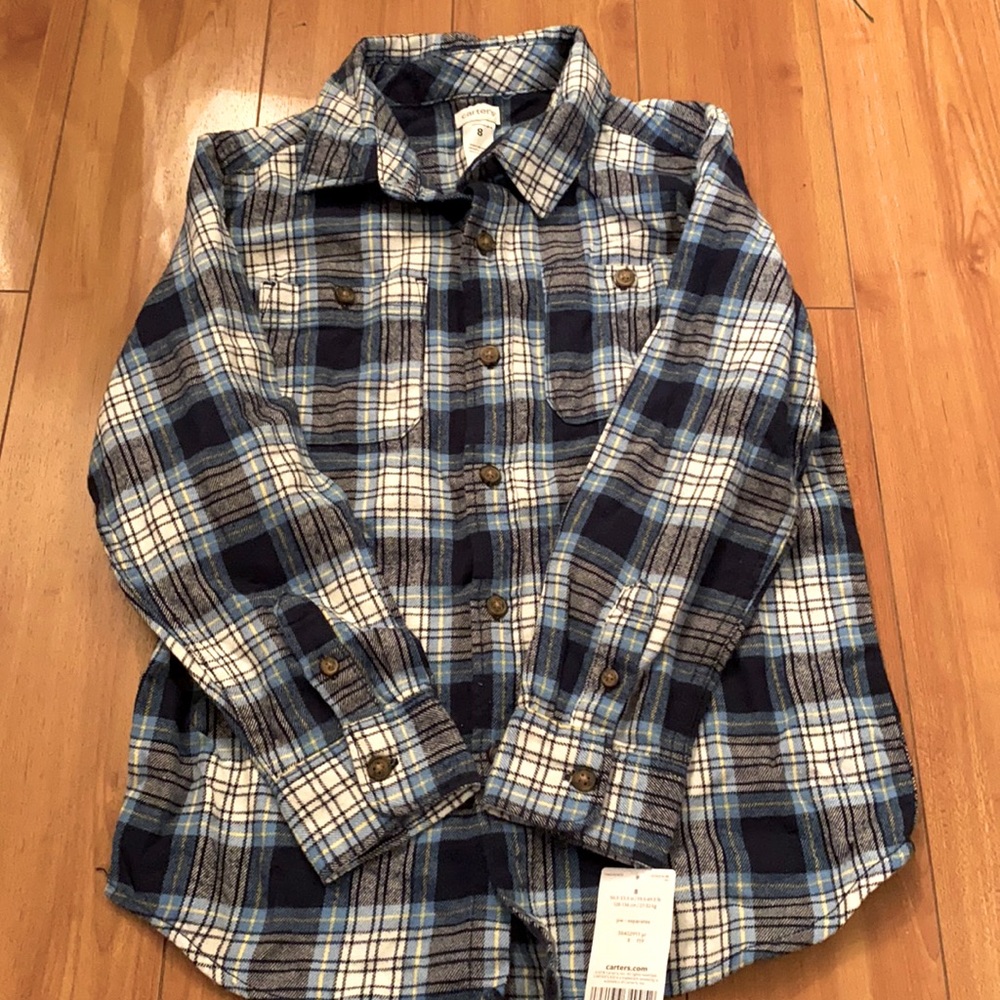Carter’s long sleeve flannel, size 8
